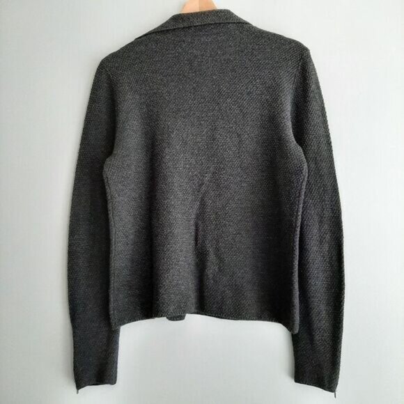BRORA Merino Cashmere Blend Full Zip Knit Moto Style Cardigan Jacket Grey Sz S - Picture 8 of 15